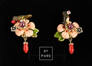 Détails Sur Boucles Doreilles Clip On Doré Fleur Petit Oiseau Email Vert Rouge Rose L6
