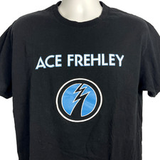 Ace Frehley Lightning Logo Mens T-Shirt Black size Large KISS Solo Guitarist