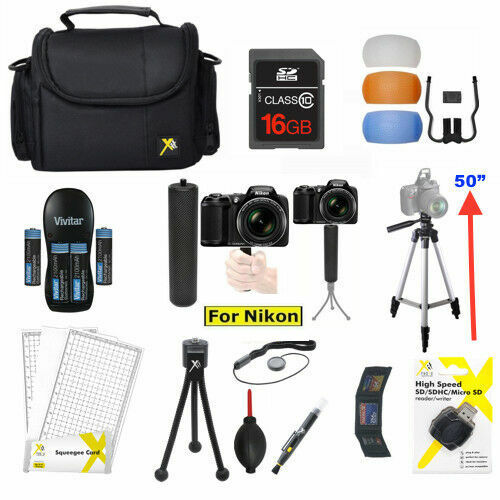 PRO ALL YOU NEED KIT FOR NIKON COOLPIX L340 B500 TRIPOD/ CASE
