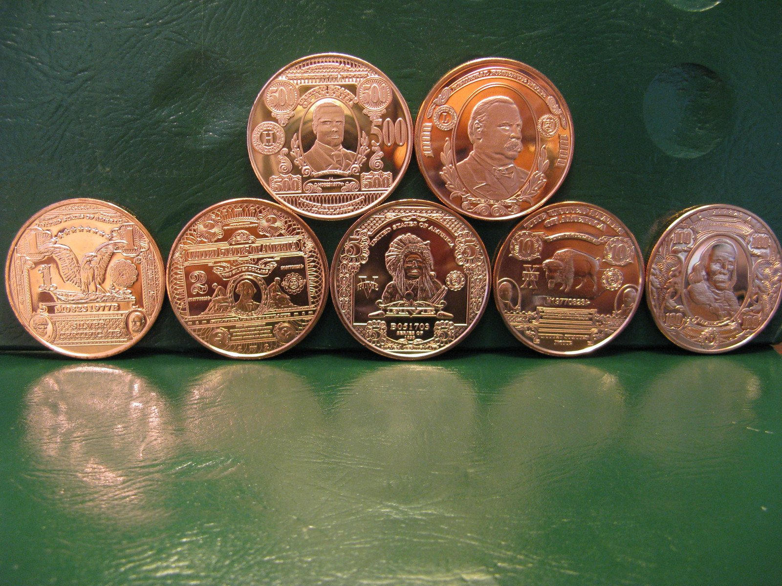 "Banknote Series" 7 Copper Round Set 1 oz .999 Copper Rounds eBay
