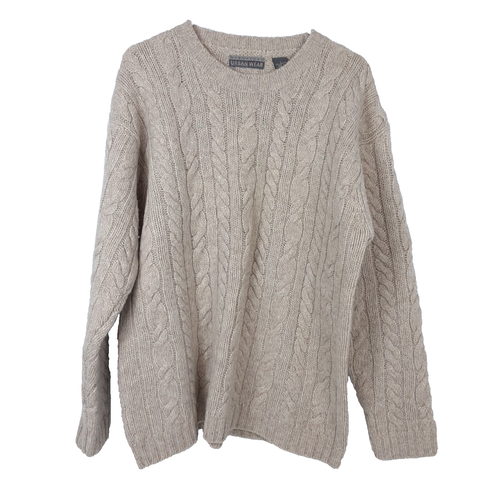 STRUCTURE URBAN WEAR Shetland Wool Cable Knit Sweater Sz L Fisherman Knit Mens