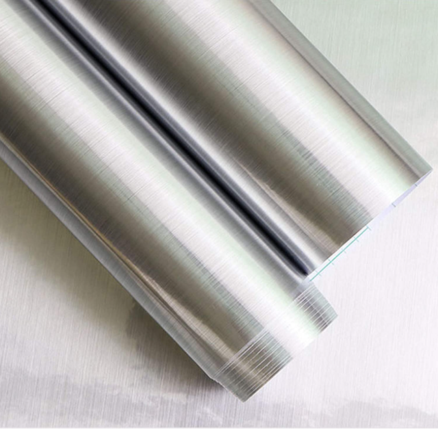 Gold Self Adhesive Stainless Steel Brushed Contact Paper Film Wallpaper Decor 3D