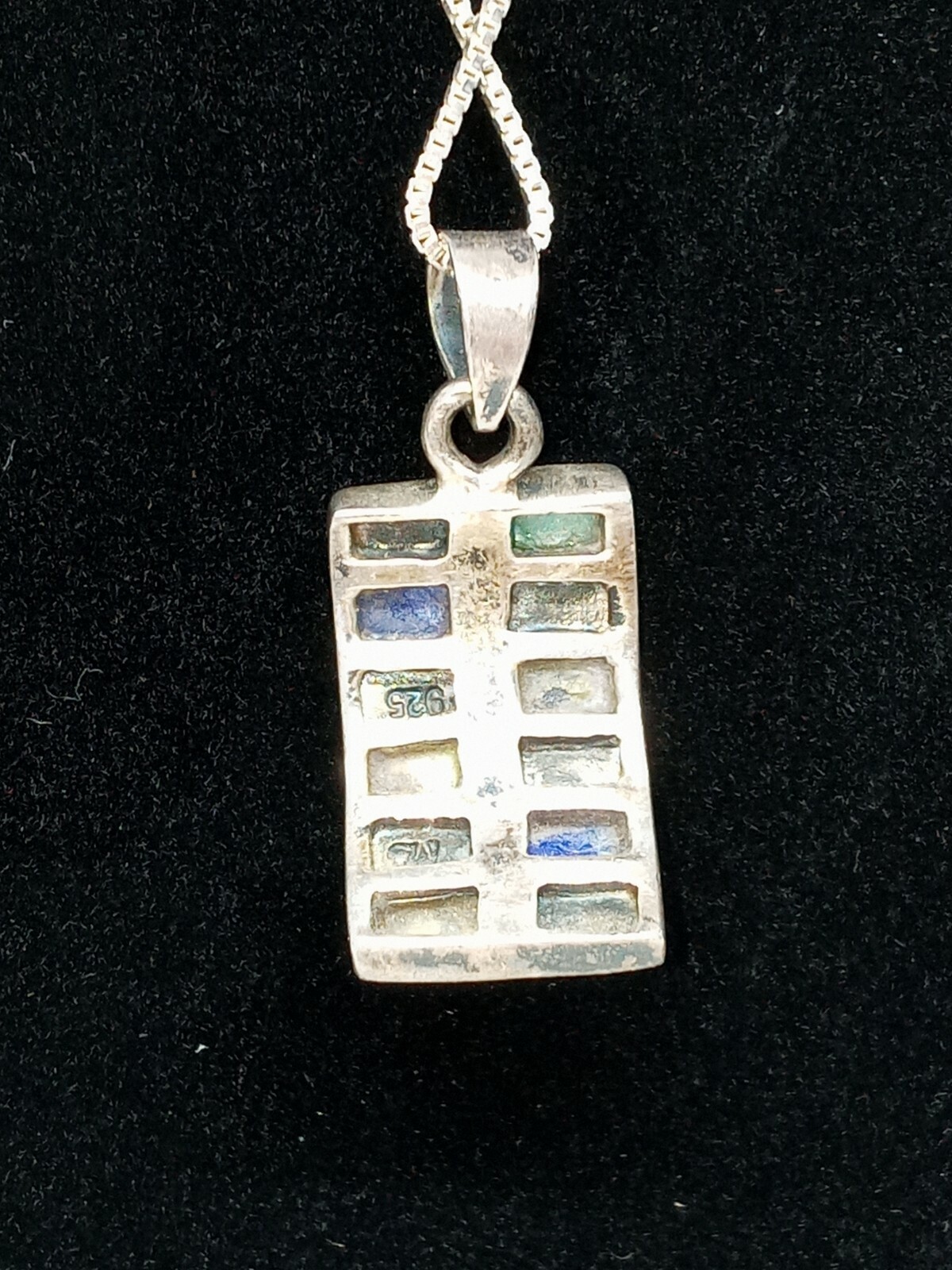 Solid Sterling Silver 18" Necklace Multi Stone Pe… - image 5