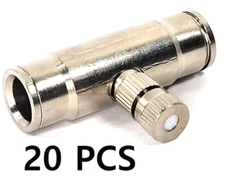 20 PCS - Stainless Steel Misting Nozzles + Tees Patio Garden Mist Cooling Water