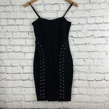 Divided Little Black Dress Grommets Tie Corset Side Size 4