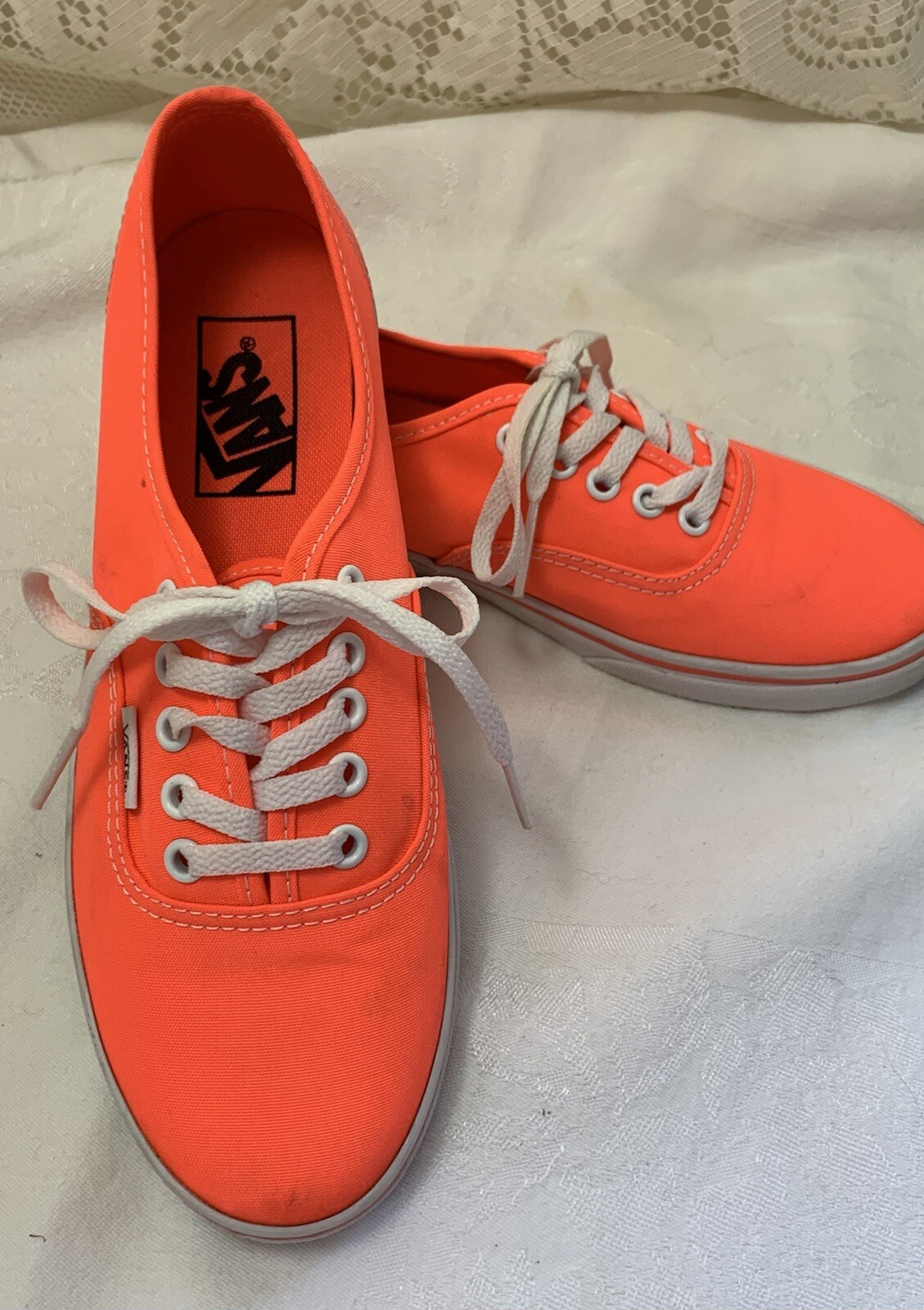 Vans Lace Up Shoes Neon Orange Coral 