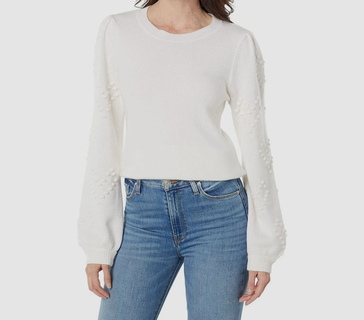 Stitchy puff sales sleeve sweater