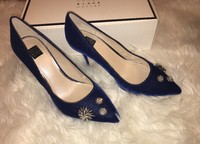 Whbm Olivia Velvet Jeweled Royal Blue Pumps Shoes Size 9 Whbm Olivia Velvet Jeweled Royal Blue Pumps Shoes Size 9