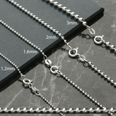 Sterling Silver Bead Ball Chain Necklace 16 18 20 22 24 26 Sterling Silver Bead Ball Chain Necklace 16 18 20 22 24 26