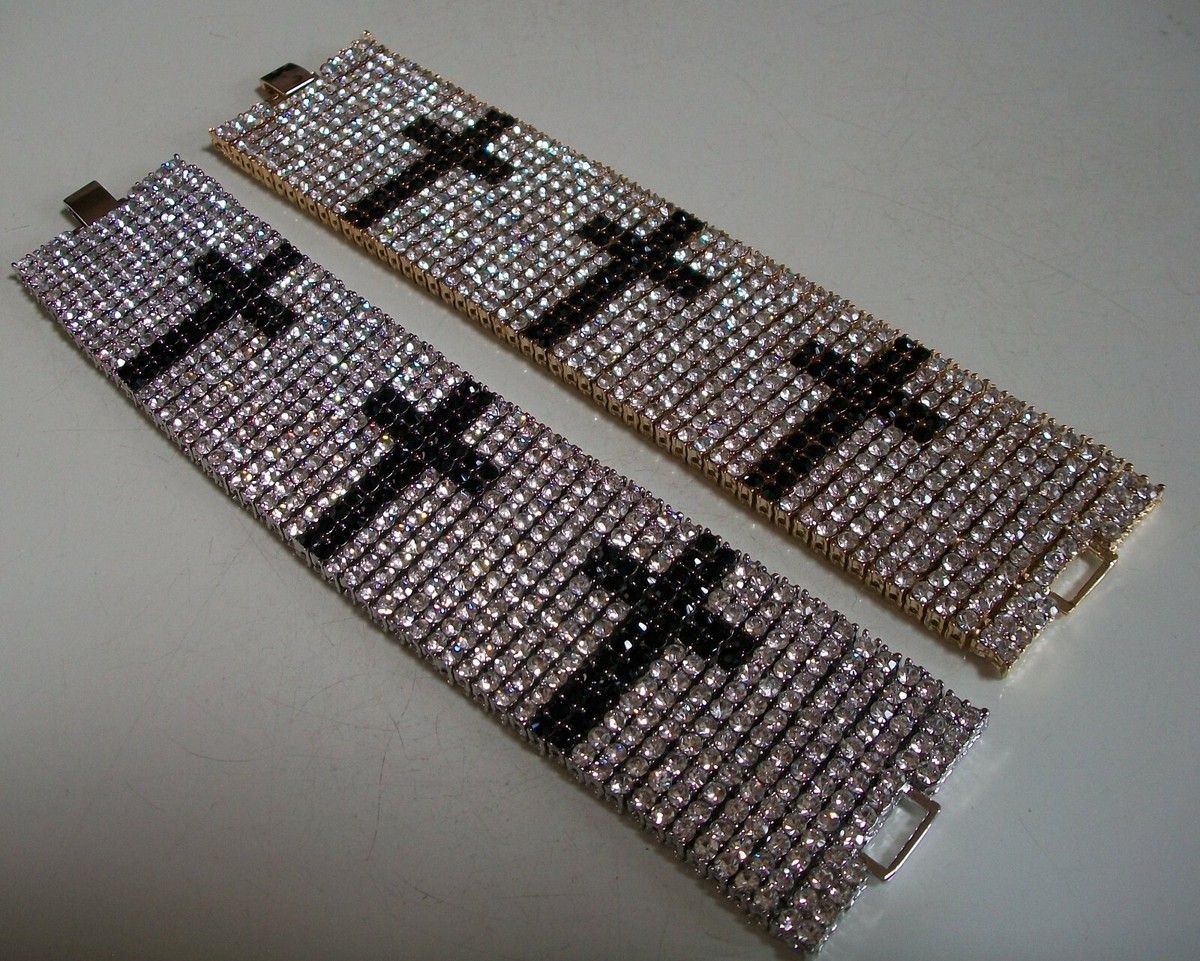 Men's 12 row black & clear stone cross fashion dressy hip hop