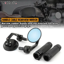Universal 1" 25mm Bar End Mirrors Handlebar Hand Grips For Harley Suzuki Aprilia