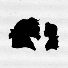 Vinyl Decal for Window - Beauty and The Beast Silhouettes (Disney)