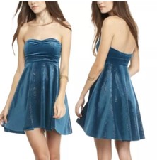 FREE PEOPLE Turquoise Velvet Shine Sparkle Mermaid Dress NWT