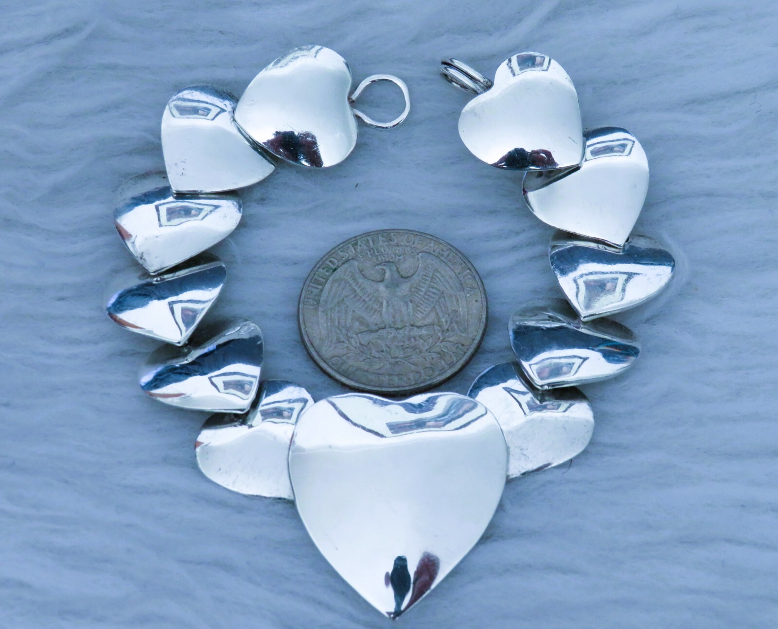 thick, solid, sterling silver HEART LINKS bracelet - image 3