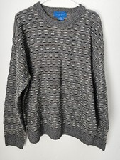 Vintage Mens Towncraft Acrylic Sweater Size L Grandpa Beige Black
