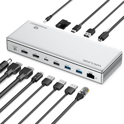 WAVLINK Thunderbolt 3/4 Docking Station 8K 4K Display Multi-port Hub w/Charging