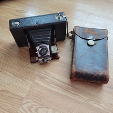 Ansco Junior Model B Camera Vintage Antique Rare 1910 W/Case Leather Black Brown