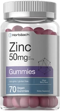 Zinc Gummies 50mg | 70 Count | Vegan, Non-GMO | Berry Flavor | by Horbaach