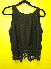 Bke Buckle black polyester sleeveless top with open back and lace detail SMALL