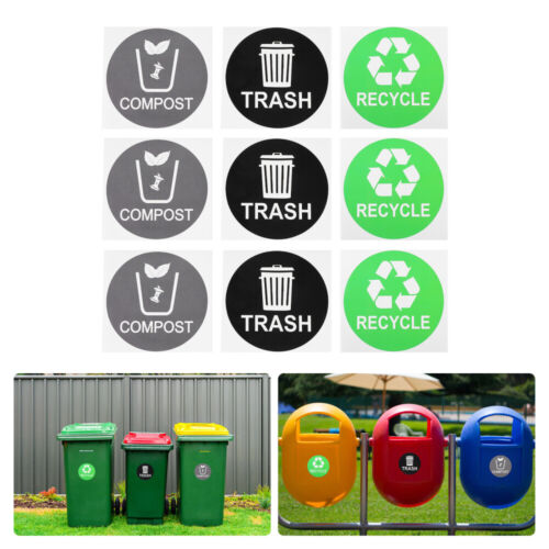  9 pièces autocollant de recyclage des déchets poubelle noire poubelle pour poubelles - Photo 1/12