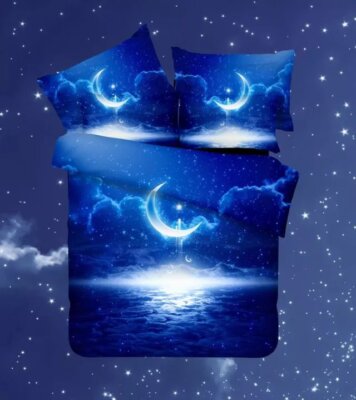 3D Universum Mond Planet Sternenhimmel Quilt Cover Set Bettwäsche Sets Kissen...