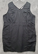 Avenue Dress Womens 22 Black Linen Rayon Shift Sleeveless LBD Little Black Dress