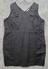 Avenue Dress Womens 22 Black Linen Rayon Shift Sleeveless LBD Little Black Dress