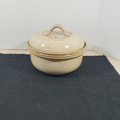 Pearson of Chesterfield England Pottery Tan Crock Stew Stoneware Pot & Lid 3 Qt