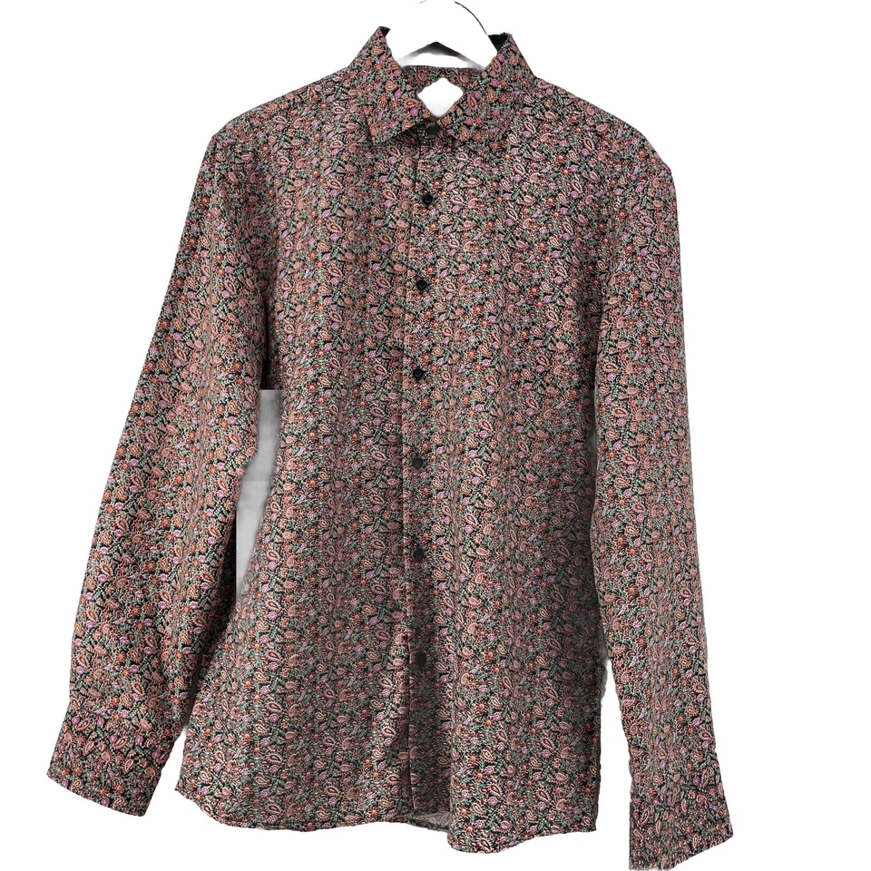 Elie Balleh Button Up Shirt Men’s Medium Slim Fit Floral Groovy Party Paisley - Image 2 of 4