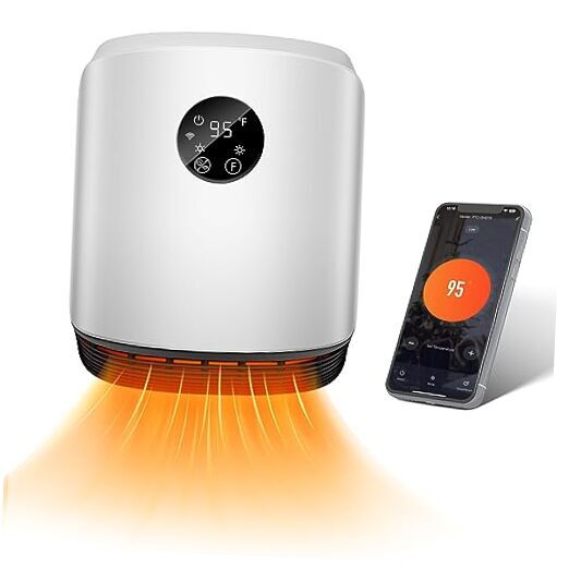 Space Heater for Indoor Use Wall Mounted with WIFI/Remote,1500W Portable Silver