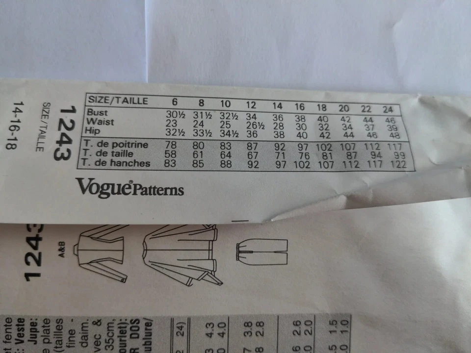 Vogue 1243 pattern 90s vintage The Vogue Woman size 14/16/18  jacket/ skirt/suit - Image 4 of 4