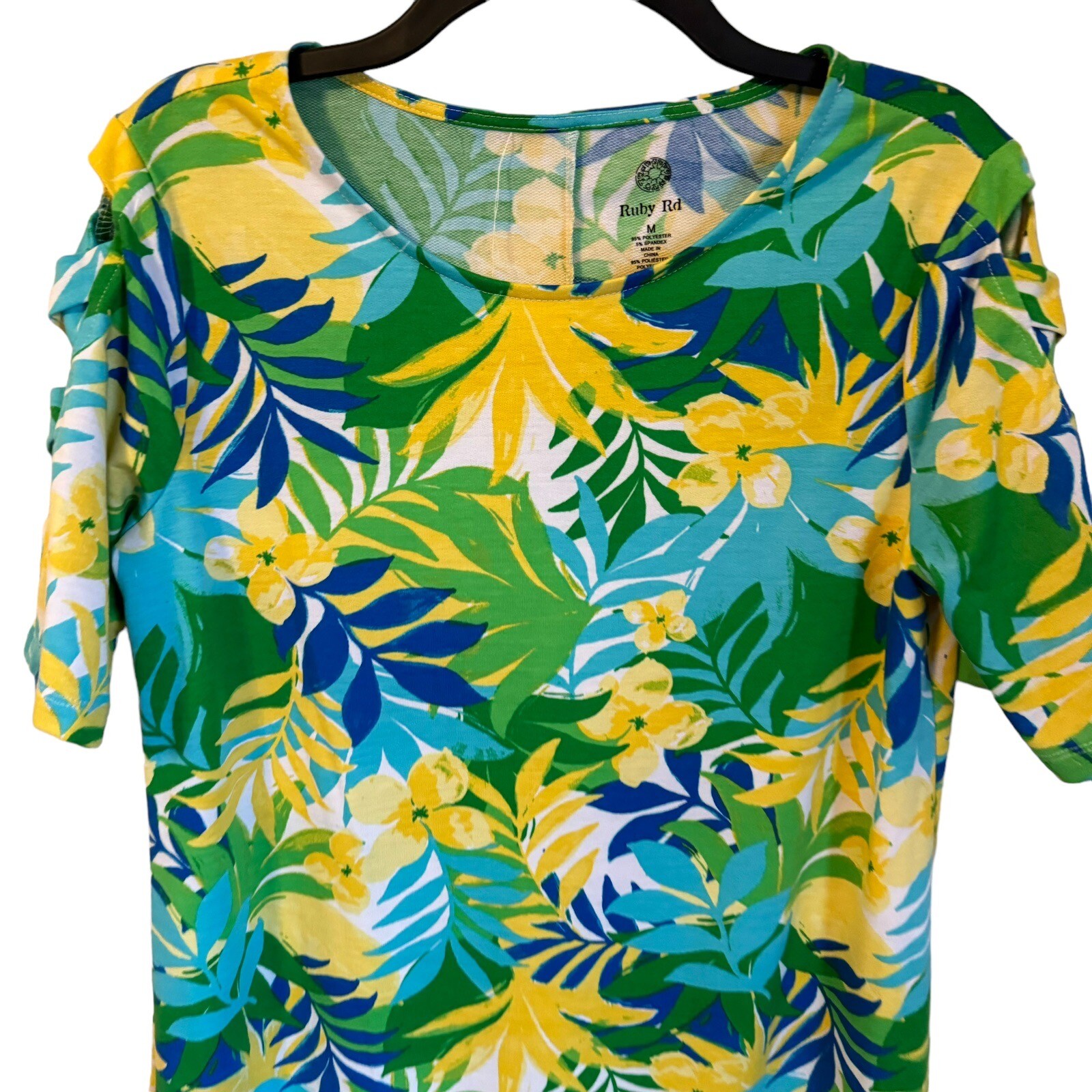 Ruby Rd Dress Size Medium Green Multi Floral Cold… - image 2