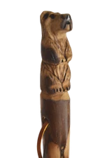 Bear Carved in Dark Wood Walking Stick, Hand Carved Staff,  Made in the USA