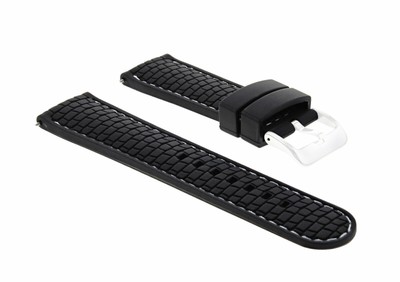 NEU 24 MM GUMMIBAND FÜR FERRARI UHR SCHWARZ WEISS NÄHEN