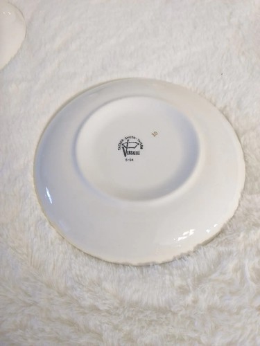 6 Taylor Smith & Taylor 1954 Embassy Versatile Navy Blue Gold Floral Saucers 6" - Picture 9 of 22