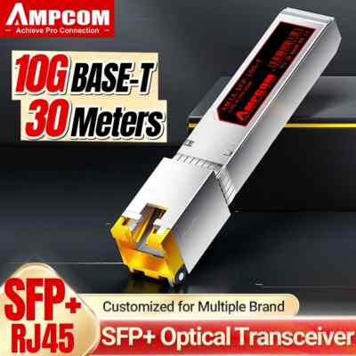 AMPCOM 10G SFP+ to RJ45 SFP Transceiver, for CAT6A/CAT7, Up to 30M