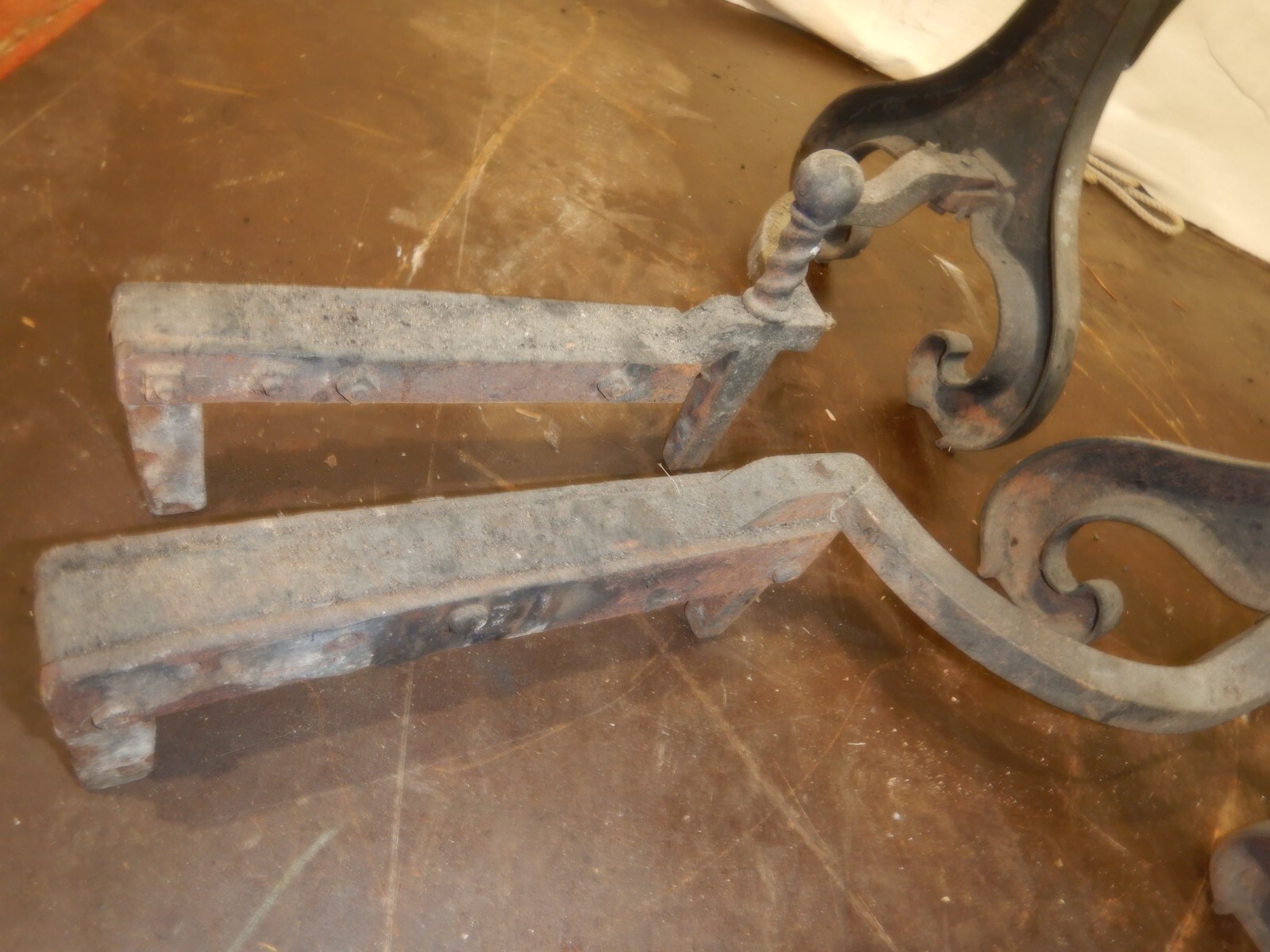 Antique Art Nouveau Gothic Dragon Bradley Hubbard Cast Iron Fireplace Andirons 