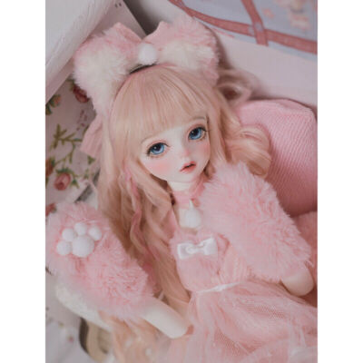 Cute Plush Cat Girl 1/4 BJD Doll Resin SD Ball Joint Eyes Makeup Full Set Gift