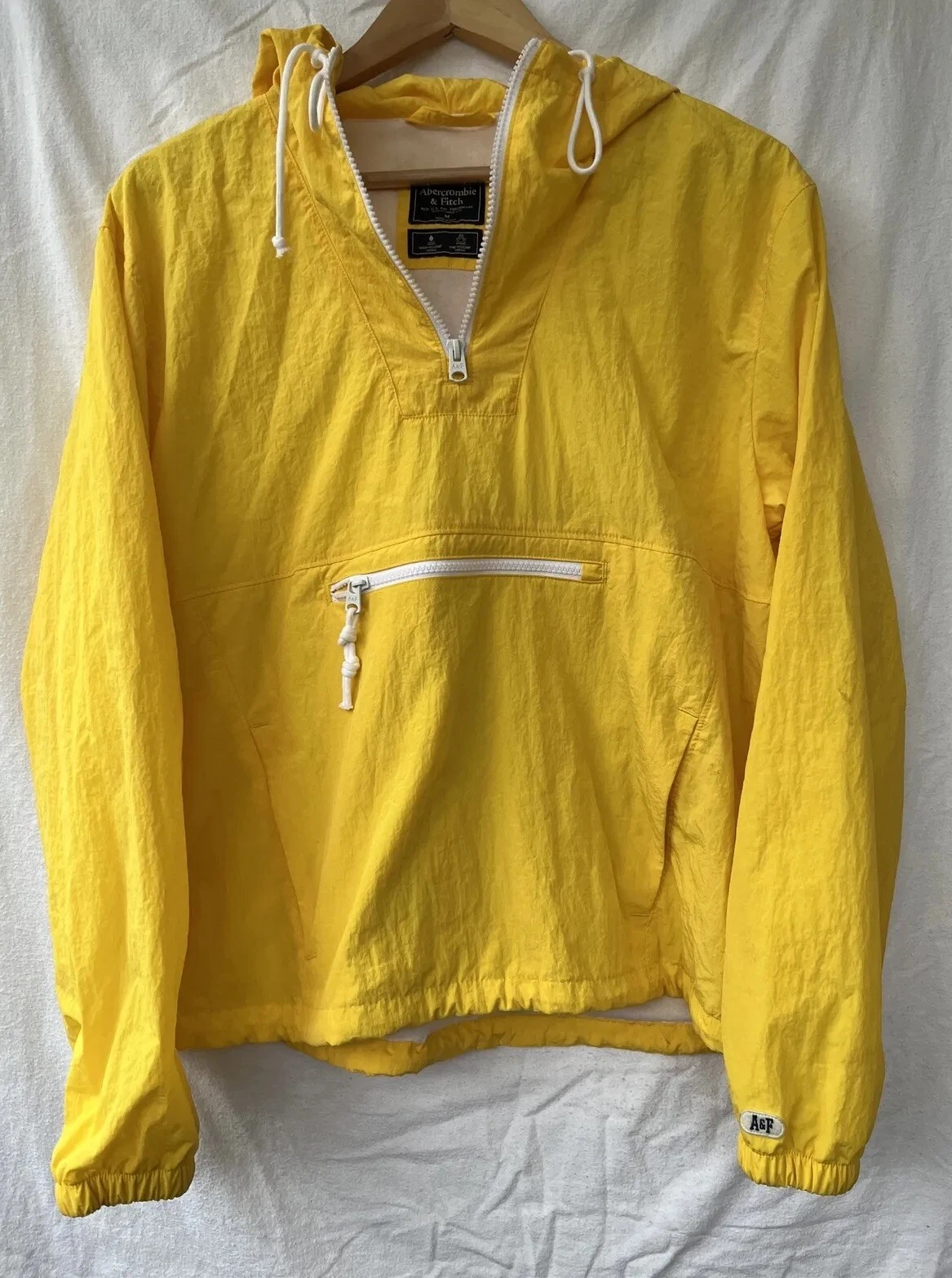 Abercrombie & Fitch Yellow Pullover-Windbreaker-Shell Jacket, Size M, 90’s Y2K