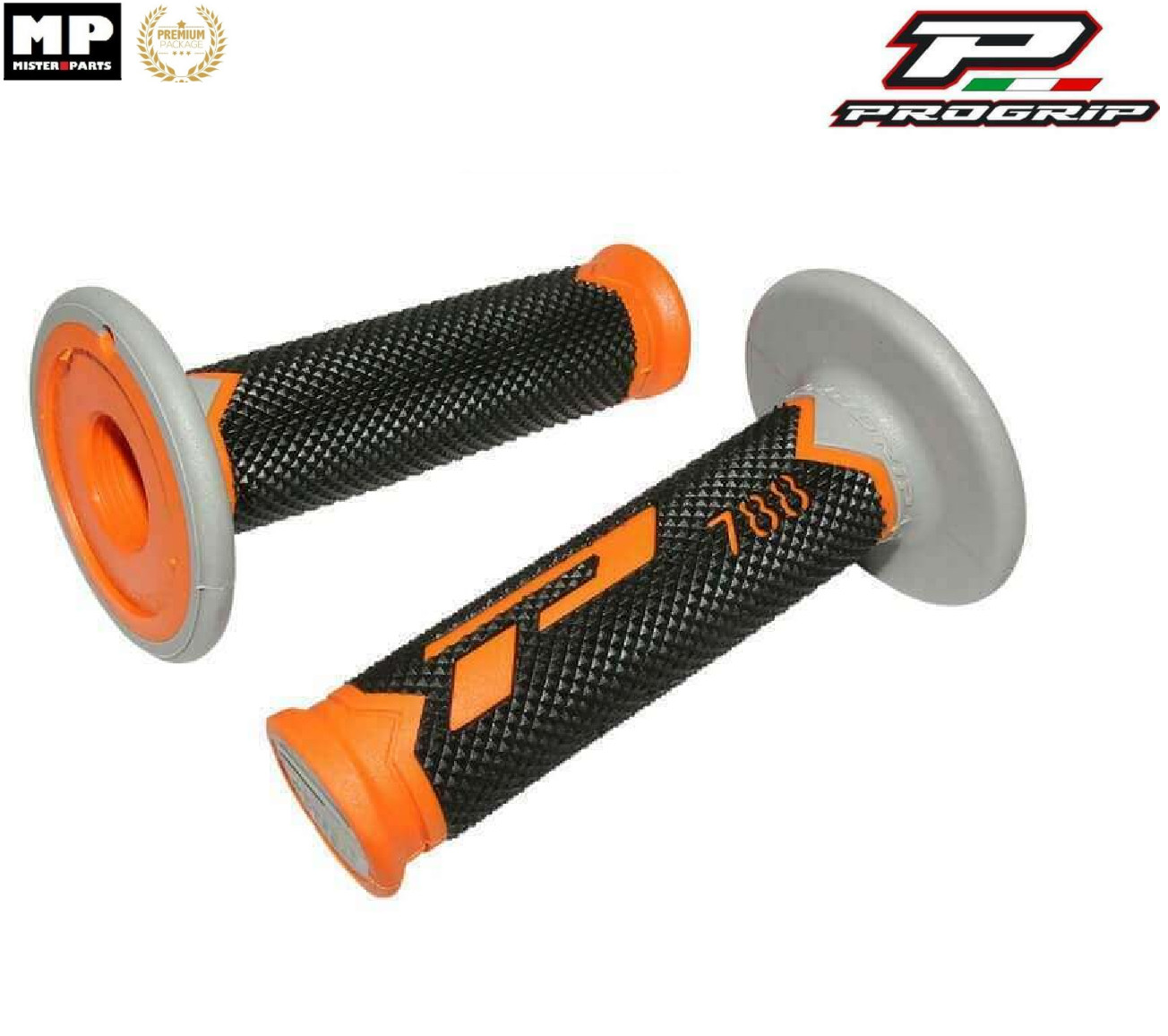 Revêtement poignée Progrip 788 moto cross enduro orange noir gris 115mm