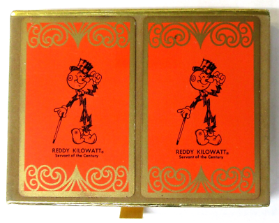 vintage REDDY KILOWATT in Top Hat DOUBLE deck of playing cards