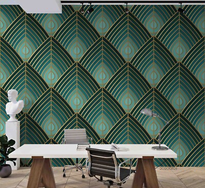 3D Artistic Green Geometric Pattern Wall Murals Wallpaper Murals Wall Sticker