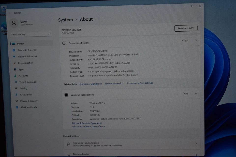 Dell OptiPlex 7050 Intel Quad Core i5-7500 3.4GHz 256GB SSD 8GB RAM Windows 11 - Image 2 of 4