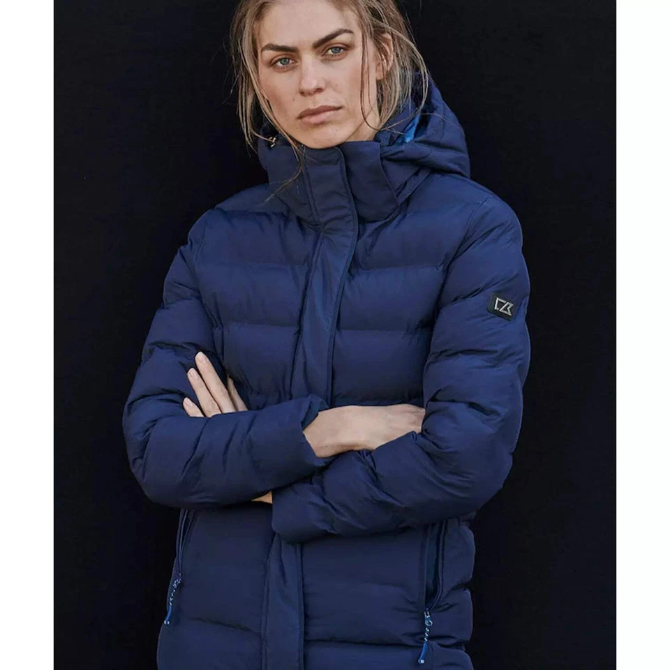 Cutter & Buck Wenatchee Ladies Padded Puffer Jacket | Hood | Navy/Black | XS-2XL - Image 4 of 4