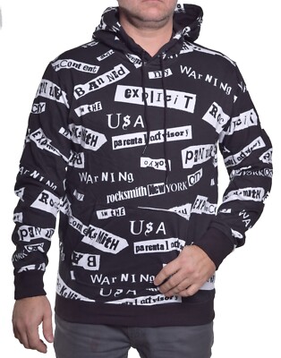 Rocksmith Mens Explicit Banned Pull Over Sweatshirt Hoodie Large