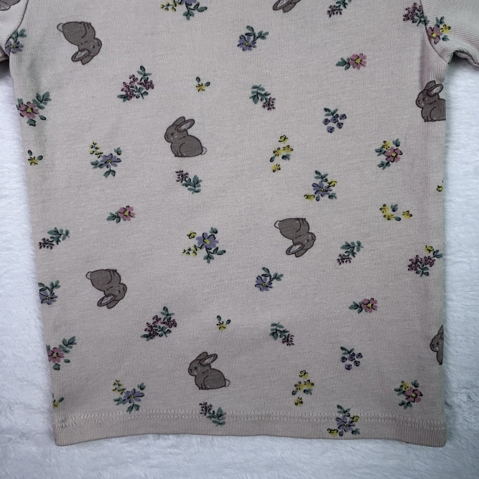 H&M T Shirt Toddler Girls 2Y Taupe Bunny Floral Short Sleeve Cotton thumbnail 17