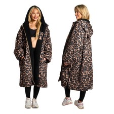 OHS Waterproof Changing Robe Adults, Hooded Fleece Lined Surf Dry Coat XL