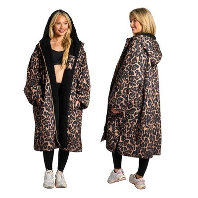 OHS wasserdichter Wickelmantel Erwachsene, Kapuze Fleece gefüttert Surf Dry Mantel XL