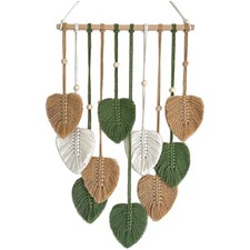 15.7x36 Inch Macrame Wall Hanging Nursery Decor Leaves Woven Tapestry Feather...