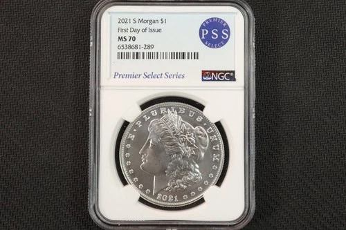 NobleSpirit (LB) 2021 S Morgan Silver Dollar First Day of Issue NGC MS70